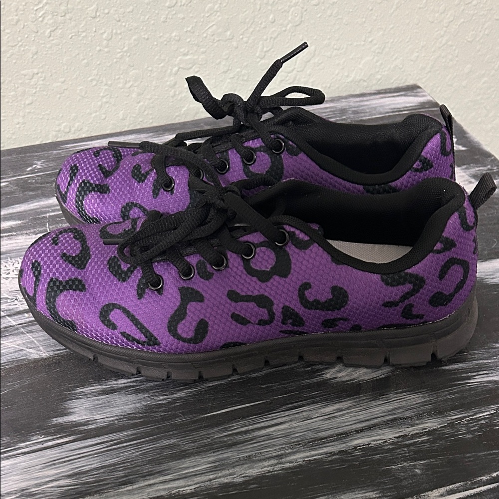 Purple Leopard Print Kids Shoes